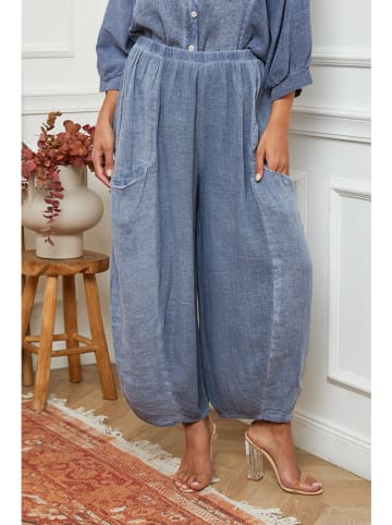 La Compagnie Du Lin Leinen-Marlenehose in Blau