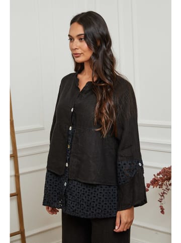 La Compagnie Du Lin Leinen-Bluse in Schwarz
