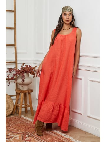 La Compagnie Du Lin Leinen-Kleid in Orange