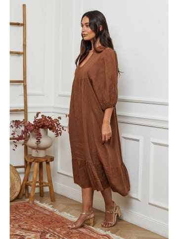 La Compagnie Du Lin Leinen-Kleid in Hellbraun