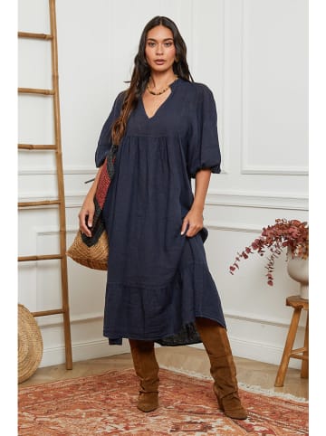 La Compagnie Du Lin Leinen-Kleid in Dunkelblau