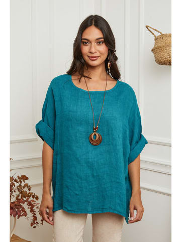 La Compagnie Du Lin Linnen blouse "Under" turquoise