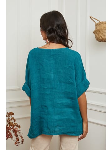 La Compagnie Du Lin Linnen blouse "Under" turquoise