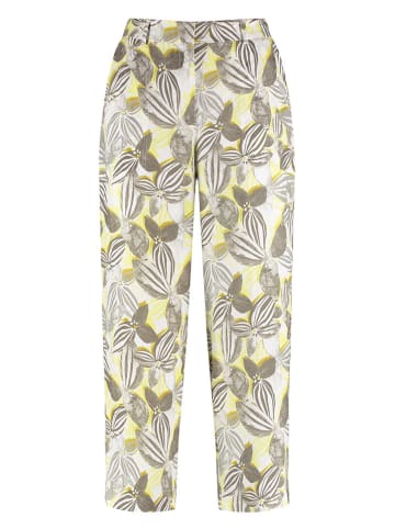 Gerry Weber Leinen-Hose in Weiß/ Grau/ Gelb