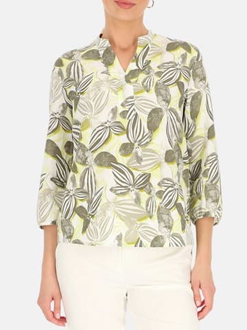 Gerry Weber Lniana bluzka w kolorze oliwkowo-białym