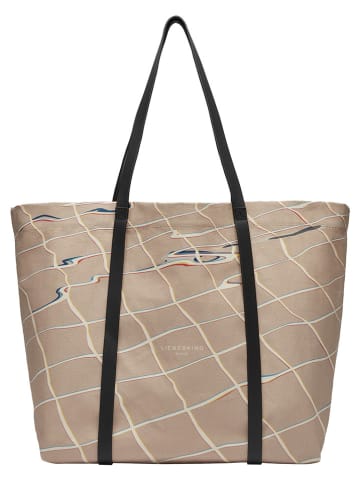 LIEBESKIND BERLIN Shopper bag "Aurora" w kolorze beżowo-niebieskim - 55 x 38 x 19 cm
