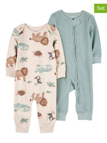 carter's 2er-Set: Overalls in Grün/ Beige