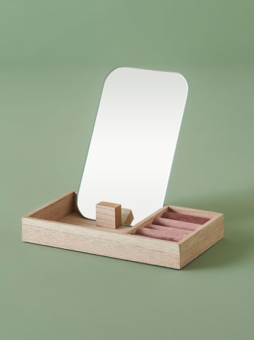 BELLA MAISON Lusterko kosmetyczne w kolorze jasnobrązowo-jasnoróżowym - 12 x 17 cm