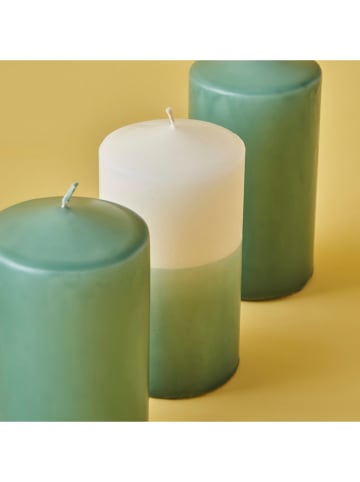 BELLA MAISON 3er-Set: Stumpenkerzen "Hill Baton Mum" in Grün - (H)11 x  Ø 5 cm