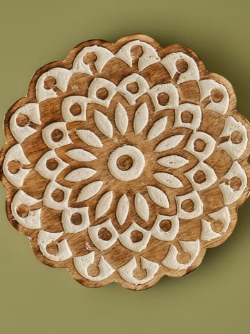BELLA MAISON Wanddekoration "Daira" in Hellbraun/ Weiß - Ø 20 cm