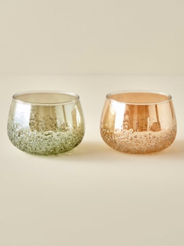 BELLA MAISON Windlicht "Shiny" in Grün - (H)8,5 x  Ø 11 cm