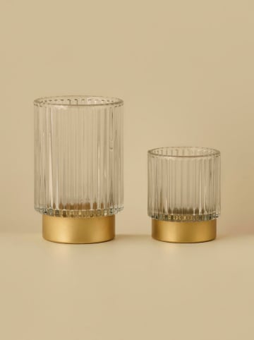 BELLA MAISON Windlicht "Benny" goudkleurig/kleurloos - (H)8 x Ø 7 cm