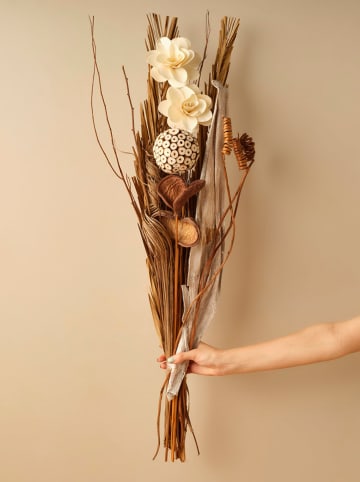 BELLA MAISON Bukiet suszonych kwiatów w kolorze biało-jasnobrązowym - wys. 95 cm