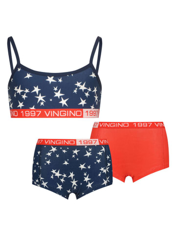 Vingino 2-delige ondergoedset donkerblauw/wit/rood