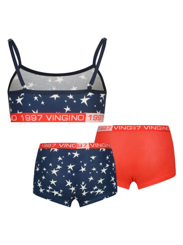 Vingino 2-delige ondergoedset donkerblauw/wit/rood