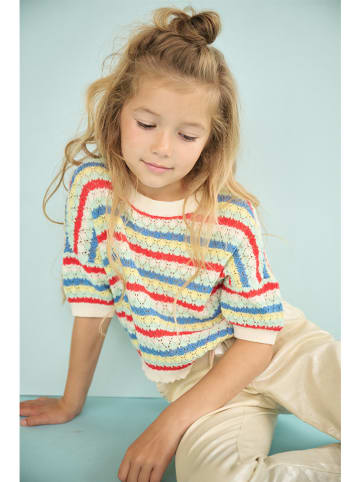 No-No Strickshirt "Keya" in Creme/ Rot/ Hellblau
