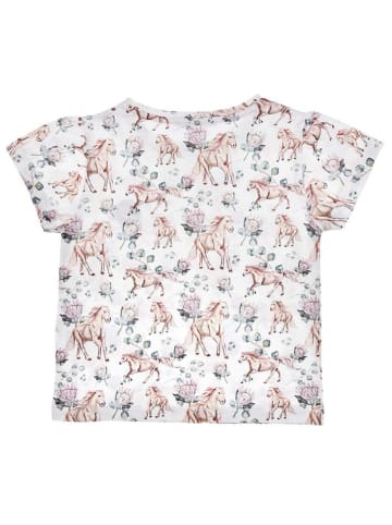 Bondi Shirt 'Pferdeallover' in Weiß/ Rosa/ Orange