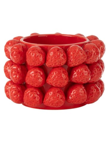 J Line Übertopf "Erdbeeren'' in Rot - (H)10,3 x Ø 15,5 cm
