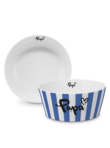 ppd Schale "Formart Papa" in Weiß/ Blau - Ø 15 cm