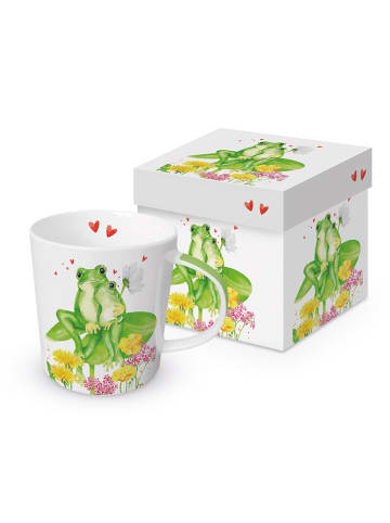 ppd Kubek jumbo "Tina & Tom" w kolorze biało-zielono-żółtym - 400 ml