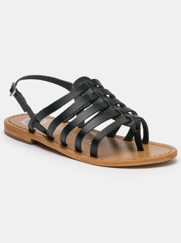 Les BAGATELLES Leder-Zehensandalen "Olleros" in Schwarz