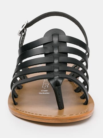 Les BAGATELLES Leder-Zehensandalen "Olleros" in Schwarz
