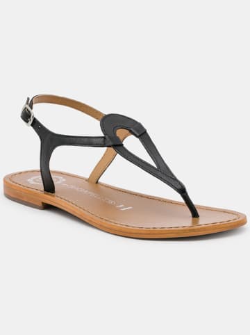 Les BAGATELLES Leder-Zehensandalen "Malabia" in Schwarz