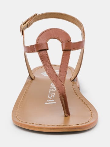 Les BAGATELLES Leder-Zehensandalen "Malabia" in Hellbraun
