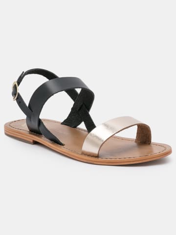 Les BAGATELLES Leder-Sandalen "Bronx" in Schwarz/ Gold