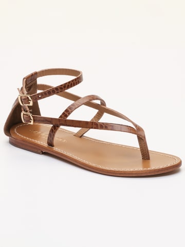 Les BAGATELLES Leder-Zehensandalen "Mosholu" in Hellbraun