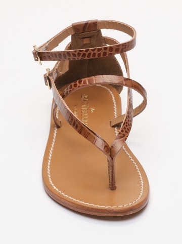 Les BAGATELLES Leren teensandalen "Mosholu" lichtbruin
