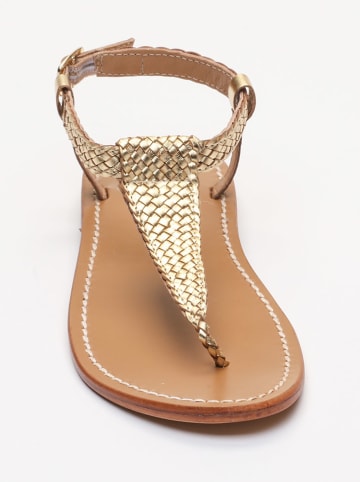 Les BAGATELLES Leren teensandalen "Cleveland" goudkleurig