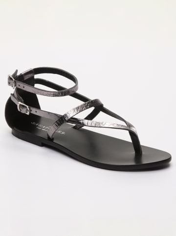 Les BAGATELLES Leren teensandalen "Mosholu" zilverkleurig