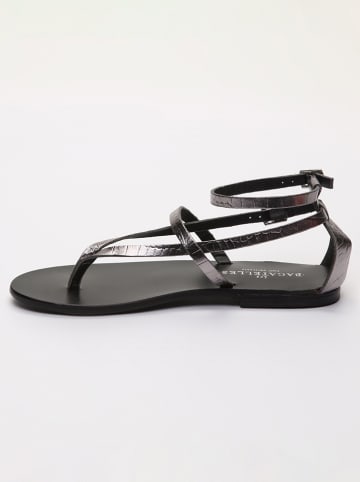 Les BAGATELLES Leren teensandalen "Mosholu" zilverkleurig