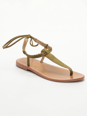 Les BAGATELLES Leder-Zehensandalen "Smith" in Khaki