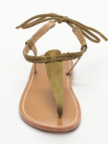 Les BAGATELLES Leder-Zehensandalen "Smith" in Khaki