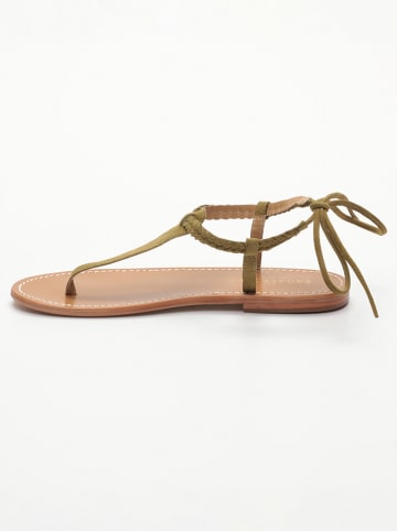 Les BAGATELLES Leder-Zehensandalen "Smith" in Khaki