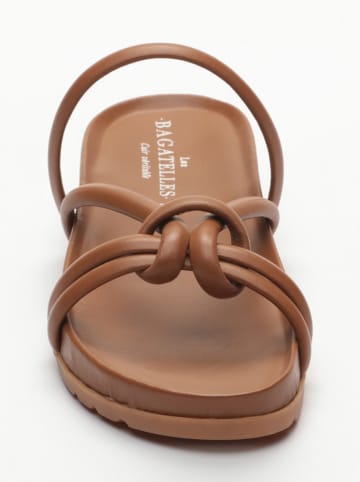 Les BAGATELLES Leren slippers "Abhirami" lichtbruin