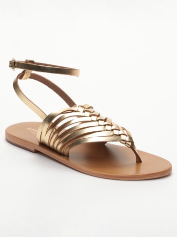 Les BAGATELLES Leren teensandalen "Chandalini" goudkleurig
