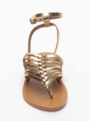 Les BAGATELLES Leren teensandalen "Chandalini" goudkleurig