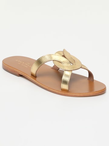 Les BAGATELLES Leren slippers "Viticola" goudkleurig