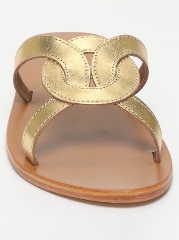 Les BAGATELLES Leren slippers "Viticola" goudkleurig
