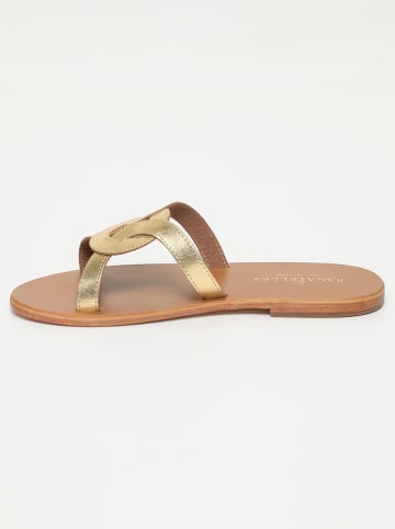 Les BAGATELLES Leren slippers "Viticola" goudkleurig