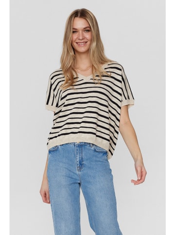 NÜMPH Shirt "Nukiki" in Beige/ Schwarz