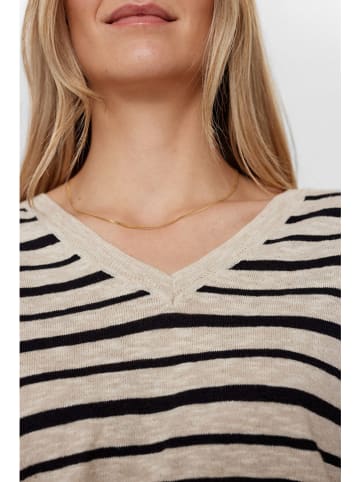 NÜMPH Shirt "Nukiki" in Beige/ Schwarz