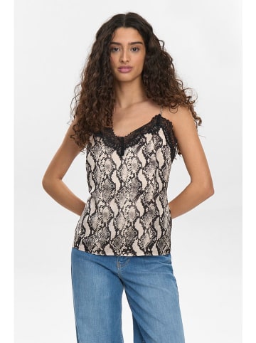 NÜMPH Top "Nuvictoria" in Beige/ Schwarz