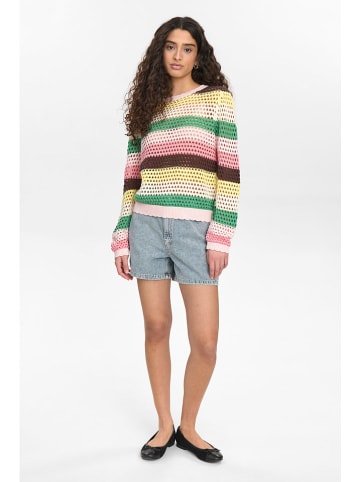 NÜMPH Sweter "Numiana" w kolorze zielono-jasnoróżowo-żółtym