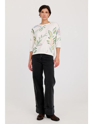NÜMPH Longsleeve "Nubrighead" in Creme/ Grün