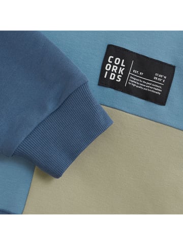 Color Kids Hoodie in Blau/ Beige