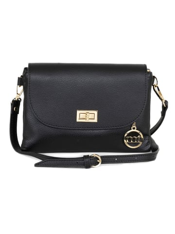 Mia Tomazzi Leder-Umhängetasche "Zambeletti" in Schwarz - (B)25 x (H)19 x (T)2 cm